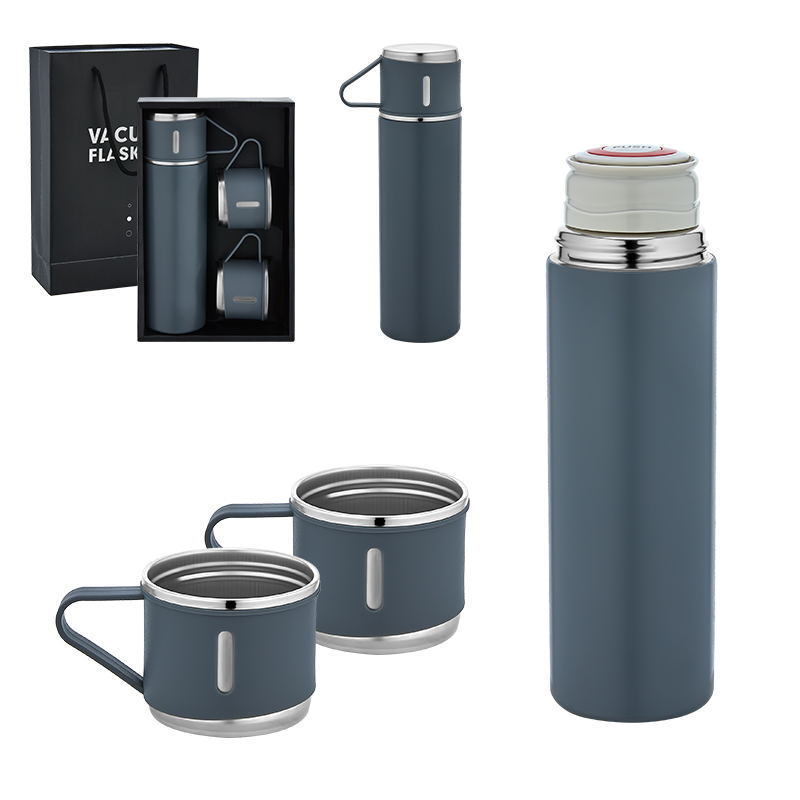  Beyaz Çelik 3'lü Termos Set / 500 ml Gri