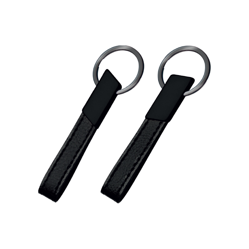  Krom Çift Taraflı MetaSuni̇ Deri̇ Anahtarlık Siyah