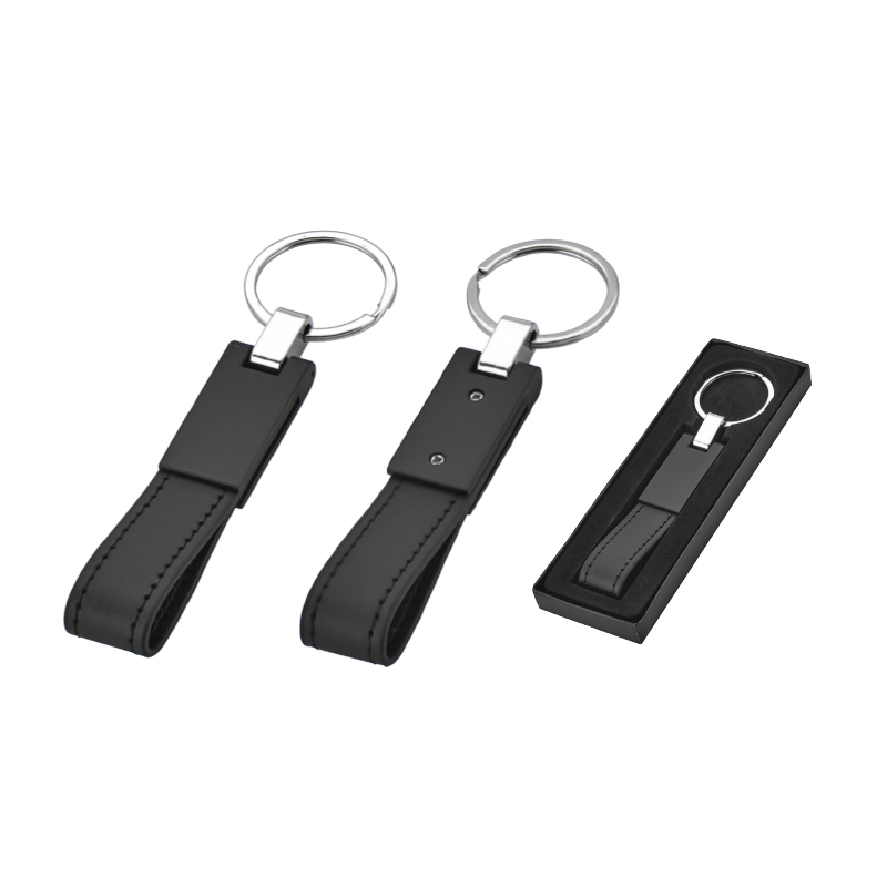  NikeMetalli Tek Taraflı MetaSuni̇ Deri̇ Anahtarlık Siyah