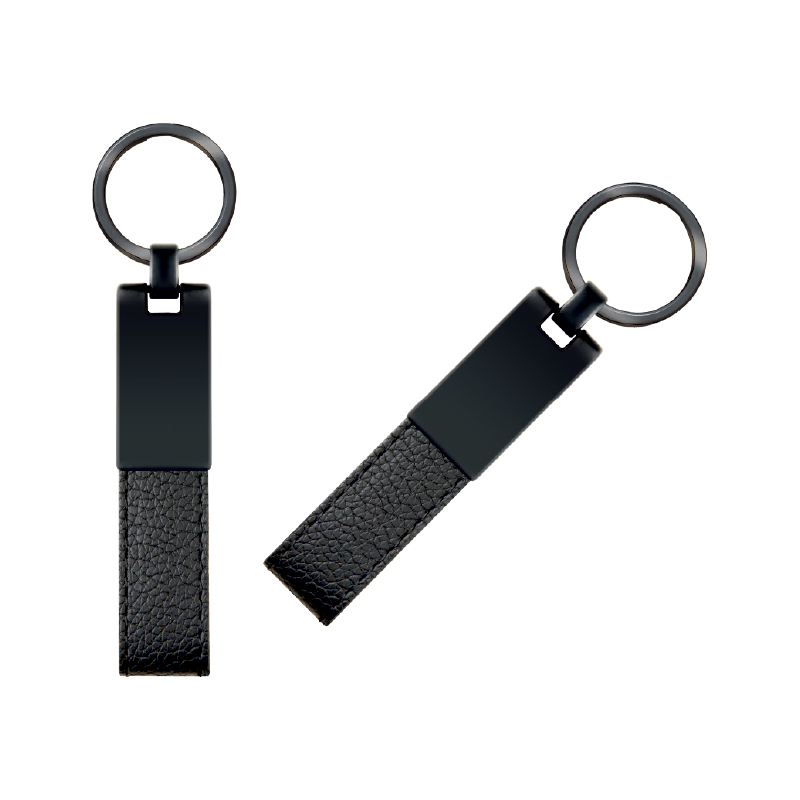  Siyah Çift Taraflı MetaSuni̇ Deri̇ Anahtarlık