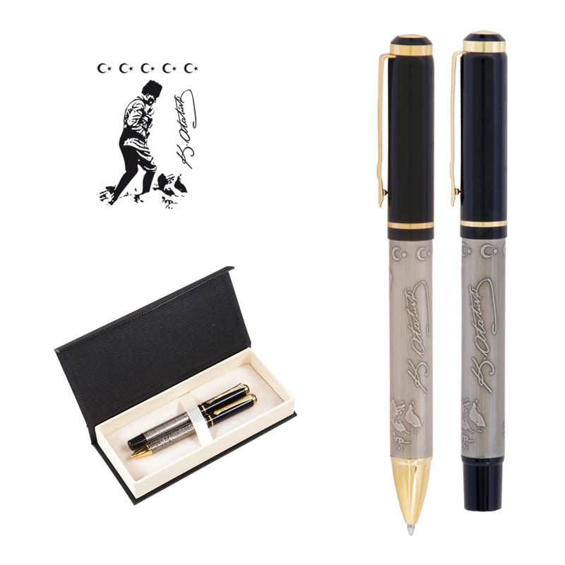  41 Besmele Kabartma Figürlü MetaRolle& Tükenmez Kalem Seti Atatürk