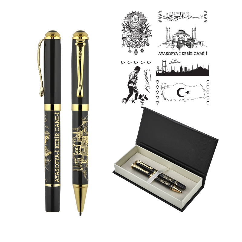  Ata Kabartma Figürlü MetaRolle& Tükenmez Kalem Seti