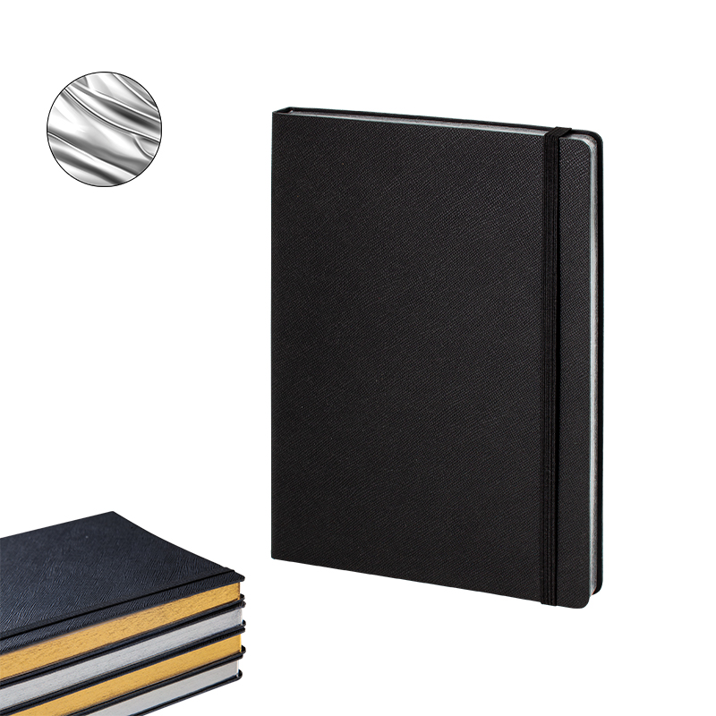  Siyah-Altın Varak 15 x 21 Termo Deri̇ Defte(Ivory Kağıt) Siyah-Gümüş