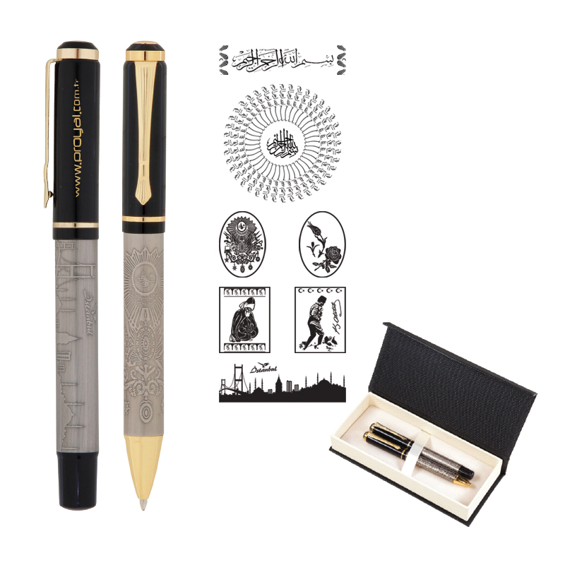  41 Besmele Kabartma Figürlü MetaRolle& Tükenmez Kalem Seti