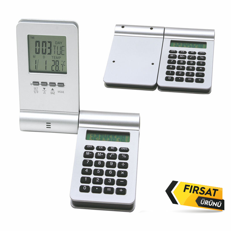  Gümüş Hesap Maki̇neli̇ Masa Saati