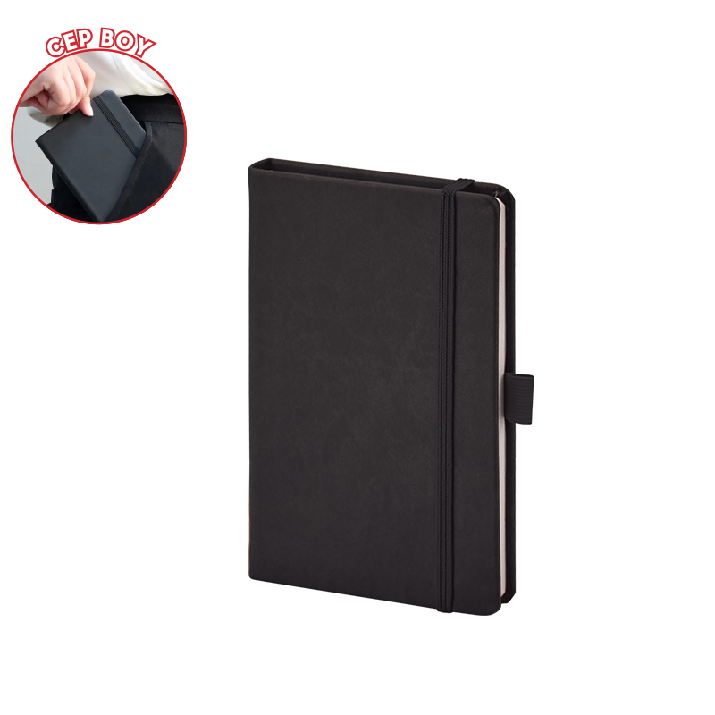  Beyaz 9 x 14 Termo Deri̇ Defter Siyah