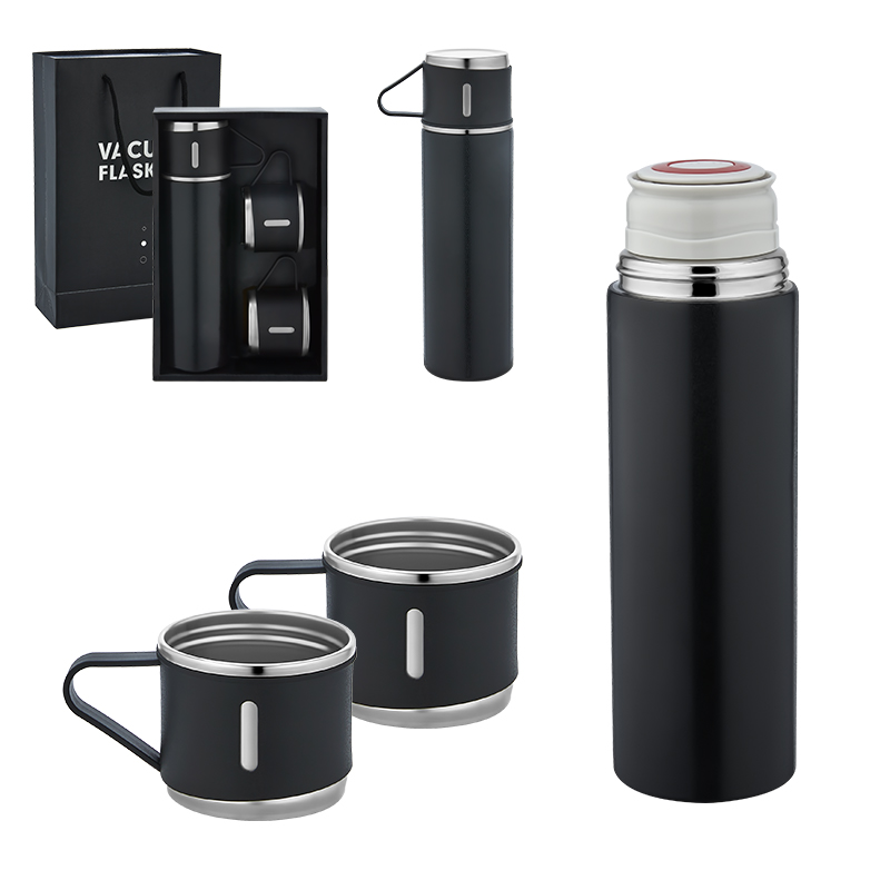  Beyaz Çelik 3'lü Termos Set / 500 ml Siyah