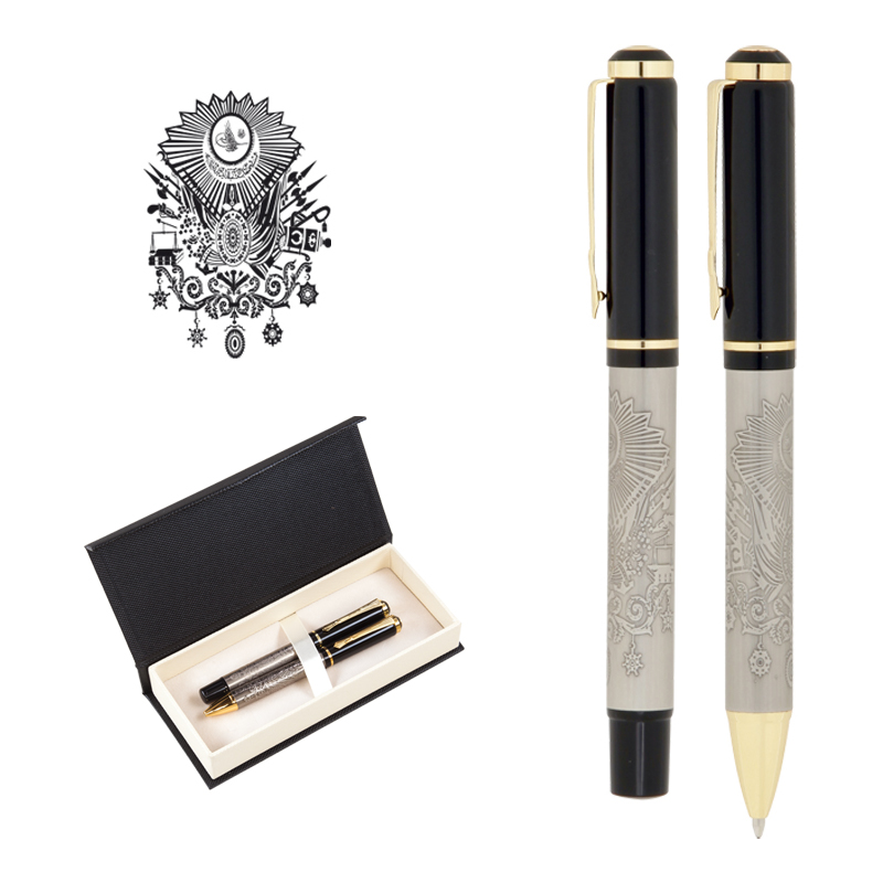  41 Besmele Kabartma Figürlü MetaRolle& Tükenmez Kalem Seti Tuğra