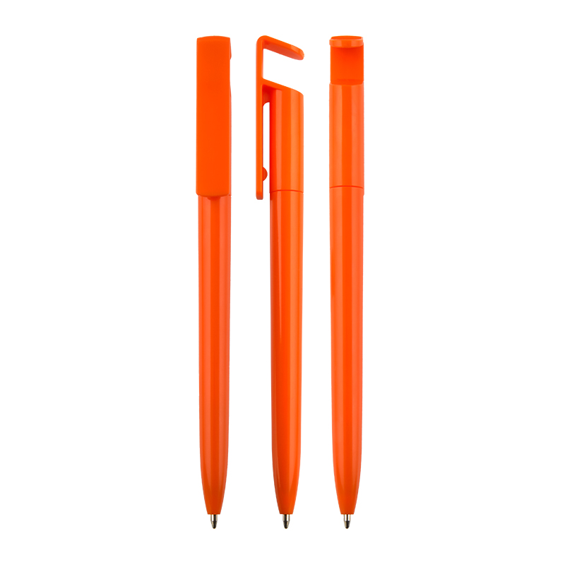  Beyaz Çevirmeli Plastik Tükenmez Kalem Turuncu