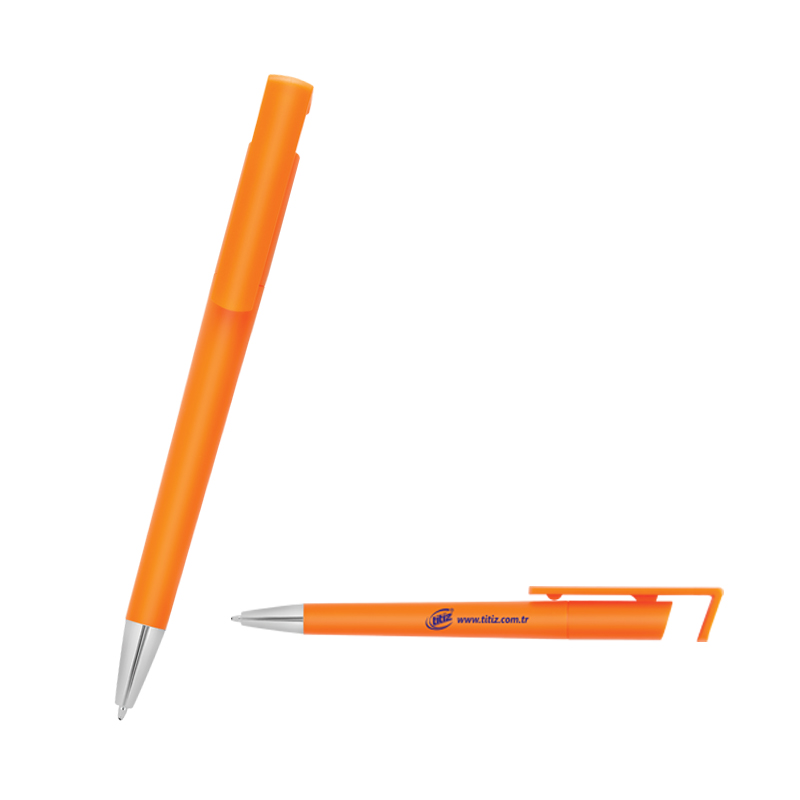  Beyaz Plastik Tükenmez Kalem Turuncu