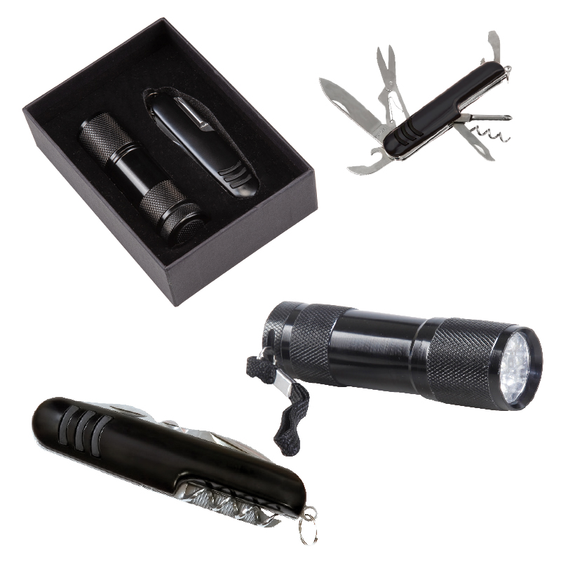  Kırmızı 7 Fonksiyonlu Çakı - Led Elfenerli Set Siyah